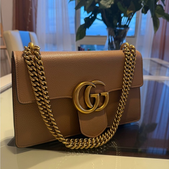 Gucci Brown Leather Chain Shoulder Bag excellent condition - Picture 1 of 9